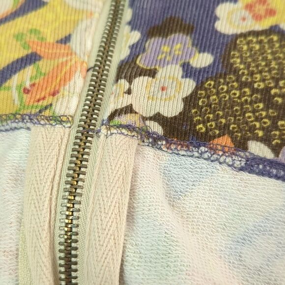 Lucky Brand abstract floral print zip up hooded jacket size small Y2K boho - Picture 6 of 6